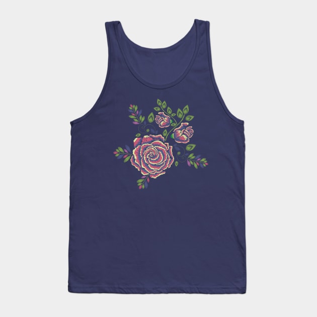 Embroidery Rose Ornament Tank Top by AnnArtshock